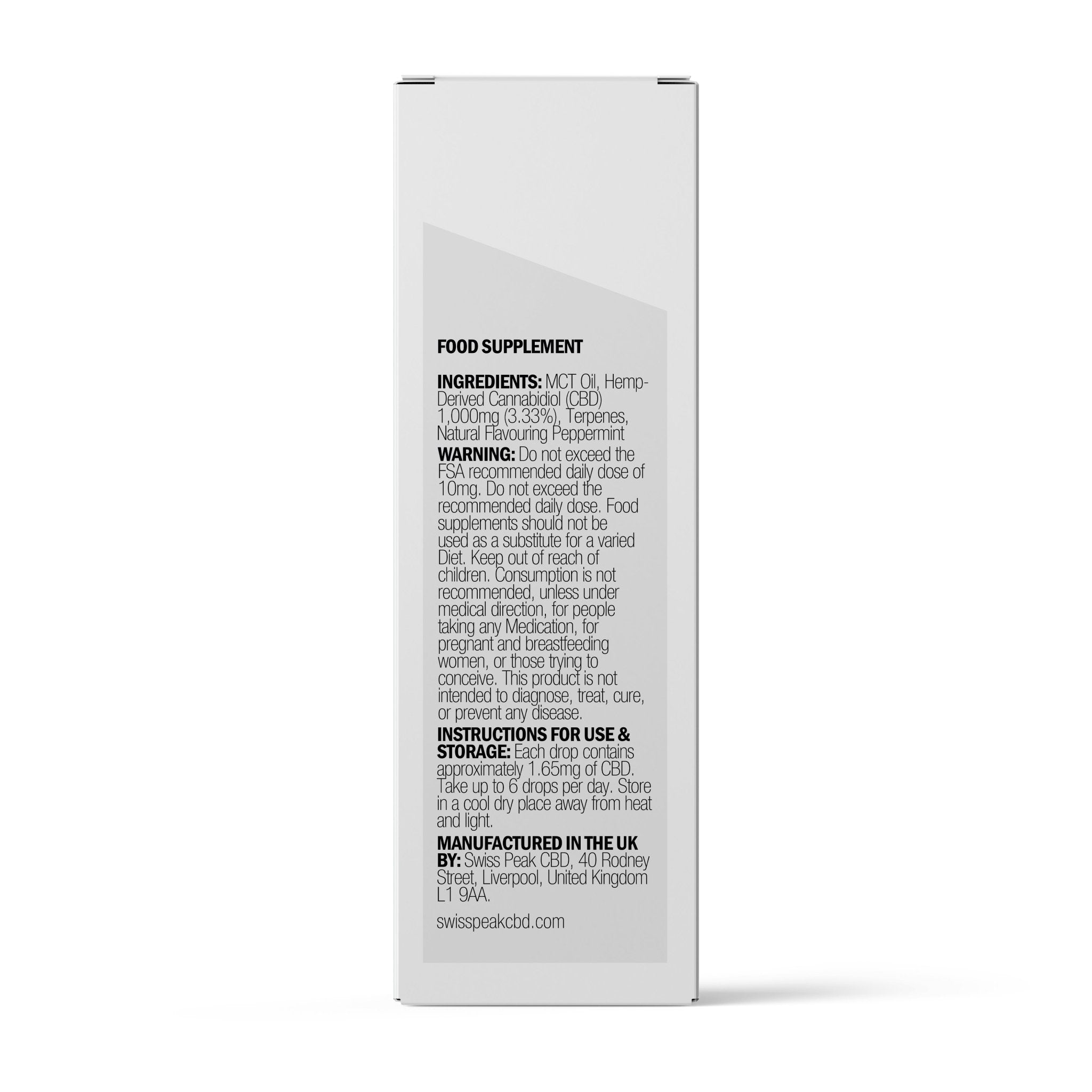 CBD Oil 30ml | Mint 1000mg - SwissPeakCBD